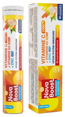 Nova Boost Vitamine C 1000 mg + Vitamine D3 1000 UI + Zinc 10 mg 20 Comprimés Effervescents