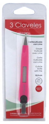 3 Claveles Cuticle Cutter With File - Colour: Pink