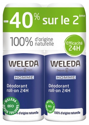 Weleda Déodorant Homme Roll-on 24H Lot de 2 x 50 ml