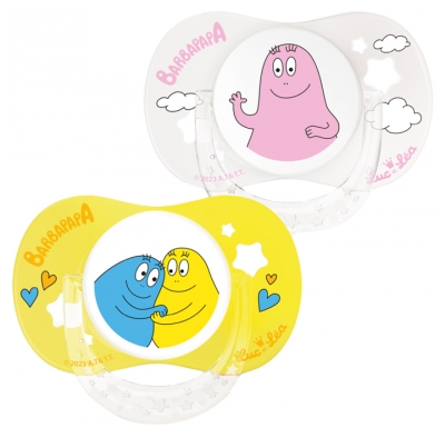 Luc et Léa 2 Silicone Soothers With Ring 0-6 Months Barbapapa Limited Edition