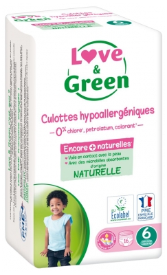 Love & Green Fraldas Hipoalergénicas 16 Fraldas Tamanho 6 (+ 16 kg)