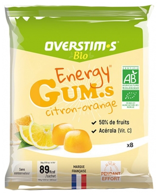 Overstims Energy Gums Bio 8 Gommes - Saveur : Citron - Orange