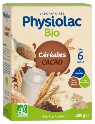 Physiolac Bio Céréales Cacao Dès 6 Mois 200 g