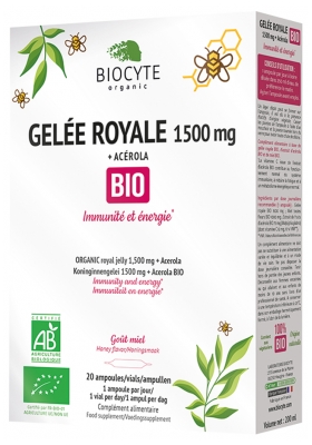 Biocyte Royal Jelly 1500 mg + Acerola Organic 20 Fiolek