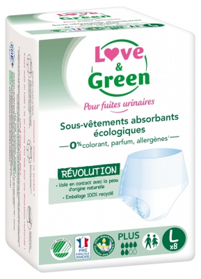 Love & Green Gegen Blasenschwäche Absorbierende Unterwäsche 8 Einlagen - Größe: L