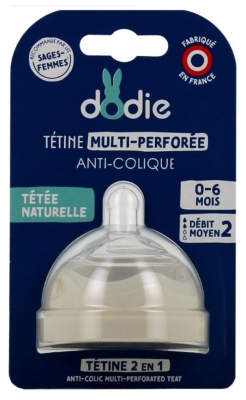 Dodie Tétine Multi-Perforée Anti-Colique Débit Moyen 0-6 Mois