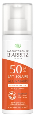 Laboratoires de Biarritz Organic Alga Maris Sunscreen Lotion Face and Body SPF50 100ml