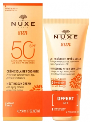 Nuxe Sun Melting Sun Cream Face SPF50 50ml + Refreshing After-Sun Lotion Face and Body 50ml Free
