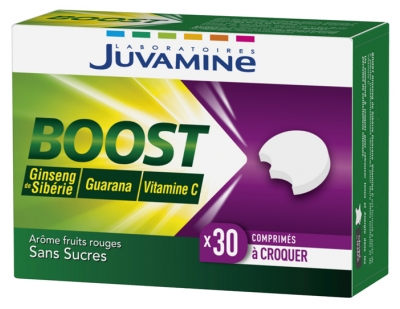 Juvamine Boost Ženšenis Guarana Vitaminas C 30 kramtomųjų tablečių