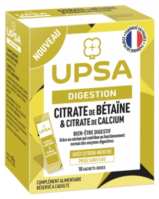 UPSA Digestion Citrate de Bétaïne et Citrate de Calcium 10 Sachets