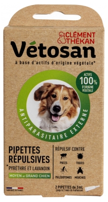 Clément Thékan Vétosan Medium and Large Dog Repellent Pipettes 2 Pipettes