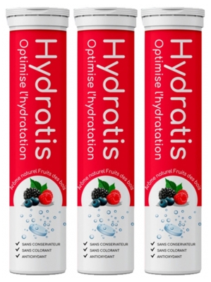 Hydratis Lot de 3 x 20 Pastilles Effervescentes - Arôme : Fruits des Bois