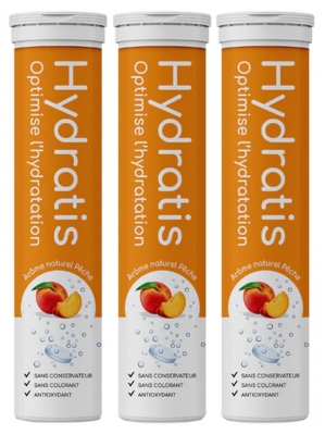 Hydratis Pack of 3 x 20 Effervescent Tablets - Flavour: Peach
