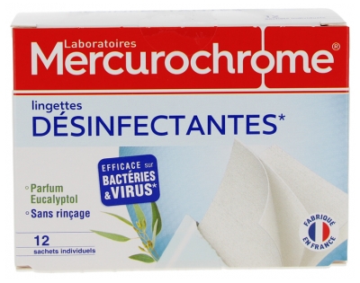 Mercurochrome Lingettes Désinfectantes 12 Sachets Individuels