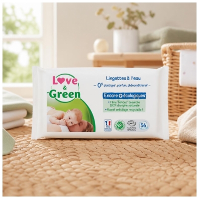 Love & Green Våtservetter med Vatten 56 Servetter