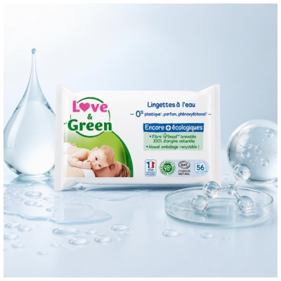 Love & Green Lingettes à l'Eau 56 Lingettes