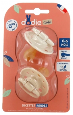 Suzete rotunde Dodie Gaïa 2 pentru 0-6 Luni - Culoare: Bej