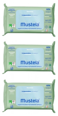 Mustela Compostable Cleaning Wipes With Fragrance 3 x 60 Wipes