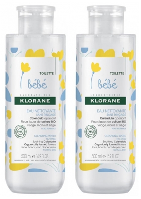 Klorane Bébé Micelārais ūdens bez skalošanas 2 x 500 ml