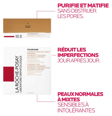 La Roche-Posay Tolériane Poudre Compacte Mineral 9.5 g - Teinte : 15 : Doré