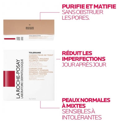 La Roche-Posay Tolériane Poudre Compacte Mineral 9.5 g - Teinte : 14 : Beige Rosé