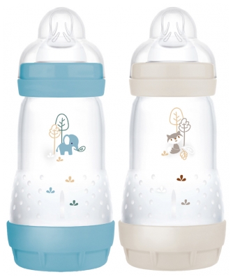 MAM 2 Baby Bottles Easy Start 260 ml 2 Months and + Flow 2 - Colour: Ocean/Sand