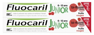 Fluocaril Junior Toothpaste 6-12 Years-Old 2 x 75ml - Flavour: Red Fruits