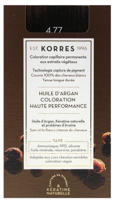 Korres Permanent Color Argan Oil - Hair Colour: 4.77 Natural Chestnut Brown