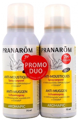 Pranarôm Aromapic Spray Corporel Anti-Moustiques Bio Lot de 2 x 75 ml