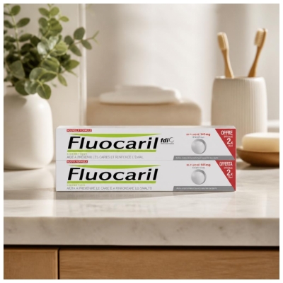 Fluocaril Zahnpasta Bi-Fluor Weiß 2 x 75 ml Packung