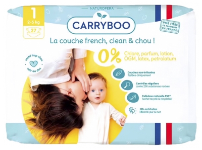 Carryboo Ecological Patterned Diapers 27 Diapers Size 1 (2-5 kg)
