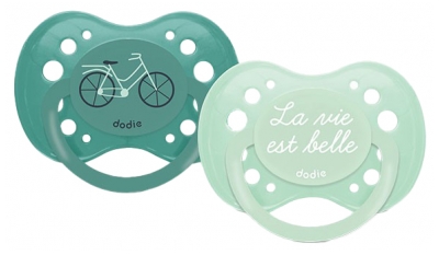 Dodie 2 Chupetes Anatómicos Silicona a partir de 18 meses + N°A88 - Modelo: Bicicleta & La vie est belle