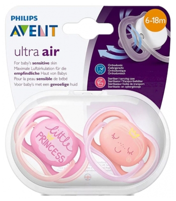 Avent Ultra Air 2 Soothers Silicone with Patterns 6-18 Months - Model: Princess