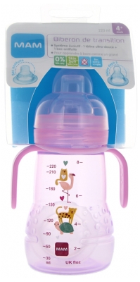 MAM Transition Bottle 220ml 4 Months and + - Colour: Pink