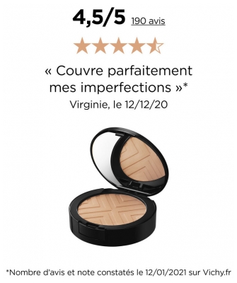 Vichy Dermablend Covermatte Fond de Teint Poudre Compacte SPF25 9,5 g - Teinte : 35 : Sand