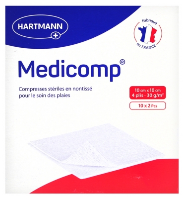 Hartmann Medicomp Sterile Non-Woven Compresses 10 x 10cm 10 x 2 Compresses