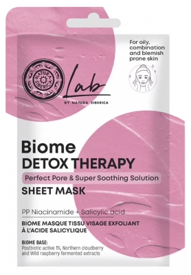 Natura Siberica Lab Biome Detox Therapy Masque Tissu Lissant Réducteur de Pores 25 g