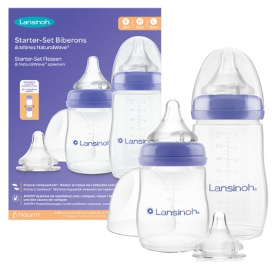Kit Inicial de Mamadeiras e Bicos Natural Wave Lansinoh