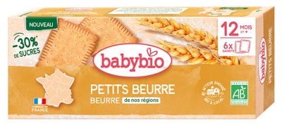 Babybio Petits Beurre 12 Months and + Organic 6 Bags of 2 Biscuits