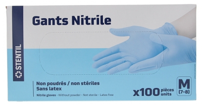 Stentil Gants Nitrile Non Poudrés 100 Gants - Taille : M
