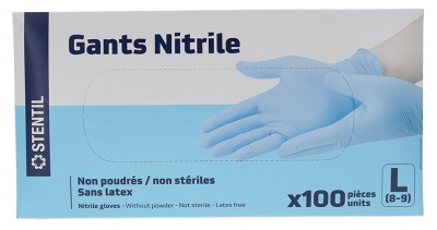 Stentil Gants Nitrile Non Poudrés 100 Gants - Taille : L