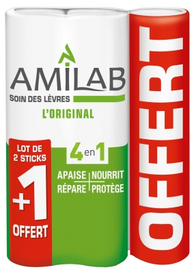 Amilab Cuidado de los Labios Lote de 3 x 4,7 g de los cual 1 de Regalo