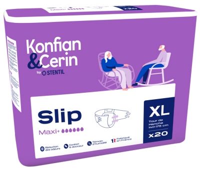 Stentil Konfian & Cerin Slip Maxi+ 20 Changes Complets pour Adultes Taille XL