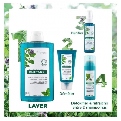 Klorane Détox - Cheveux Normaux Shampoing à la Menthe Bio 200 ml