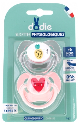 Dodie 2 Physiological Silicon Soothers 6 Months and + N°P67 - Model: Zebra/Tiger