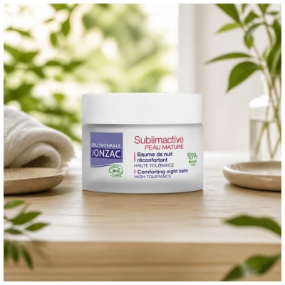 Voda Termal Jonzac Sublimactive Zrela Koža Pomirjajoč Nočni Balzam Bio 50 ml