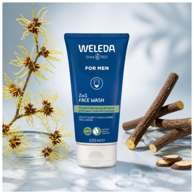 Weleda Homme Gel Nettoyant Visage et Barbe 2en1 100 ml