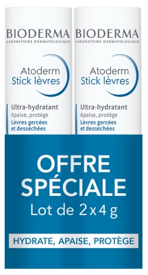 Bioderma Atoderm Stick Lèvres Ultra-Hydratant Lot de 2 x 4 g