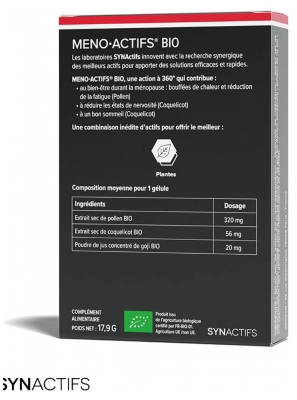 Aragan Synactifs MenoActifs Bio 30 Gélules
