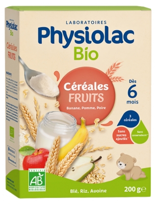 Physiolac Organic Cereal Fruit From 6 Months 200g